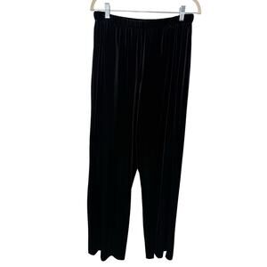 Alex Evenings Black Velvet Pull-On Pants 1X Holidays Formal Stretch Comfort